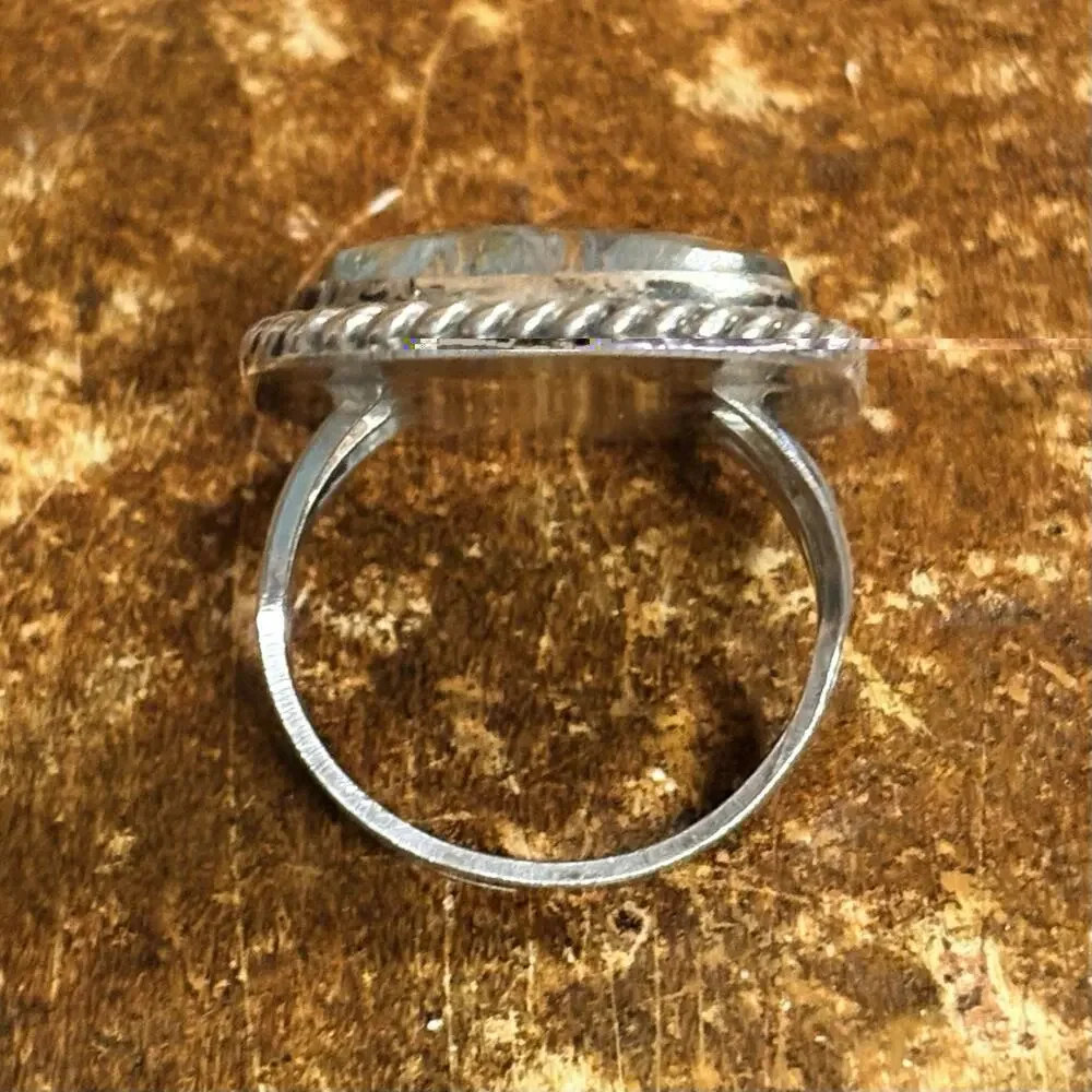 Sterling Silver and Pietersite Ring Size 8 w/ Roped Edges Vintage